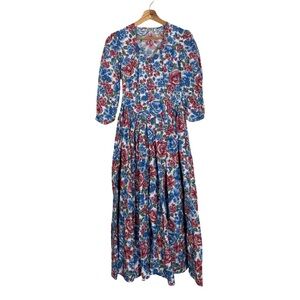 Batsheva Floral Print Cotton Poplin Embroidered Maxi Dress Cottagecore Boho NEW